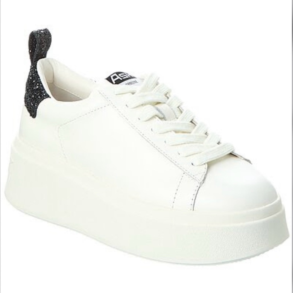 Ash White Platform Sneakers with Black Glitter Detail